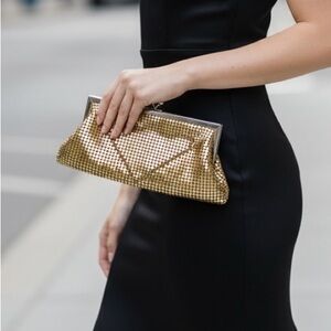 NWT Sasha Metallic Gold Evening Bag